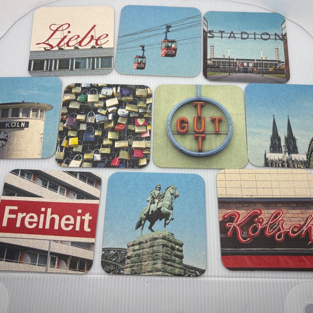 Cologne Germany Souvenir Coasters Set of 10 CardboardCity Views Landmarks Travel